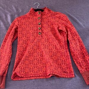 Kavu Red Patterned Button-Up Top
